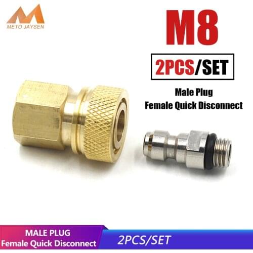 PCP Paintball Stainless Steel 8MM M8x1 Male Plug Coupler Connector M10x1 Female Quick Disconnect Air Refill Fitting Set
