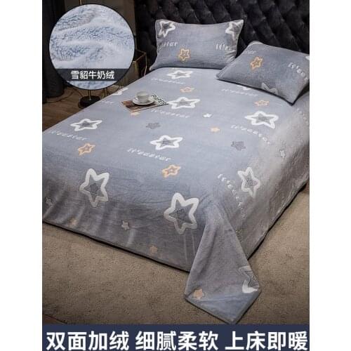 Plush Woolen Blanket Bed Sheet Winter Double-Sided Coral Fleece Blanket plus Velvet Thickened Non-Slip Warm bed sheets