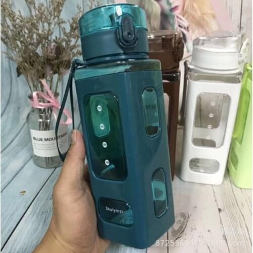 Portable Outdoor Fashion Drop-proof Space Cup Double-layer Plastic Creative Sealing and Leak-proof Simple Sports Mugs with Rope