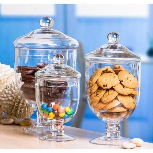 Nordic style Transparent glass candy jar Food dessert storage bottles tank glass containers with lid home decoration storage jar