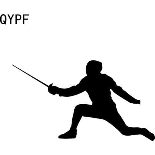 QYPF 12*6.8CM Interesting Fencing Combat Car Sticker Accessories Vinyl Silhouette C16-0984