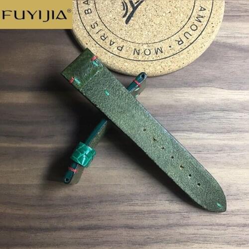 New FUYIJIA 20MM Handmade Cowhide Watch Band Men Women Custom Retro Watchbands Genuine Leather Strap 16MM 18MM 19MM 22MM Belt 14