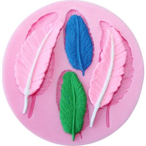 DIY 3D Leaf Design Cake Decorating Feather Shaped Fondant Sugar Cake Silicone Mold Tools Biscuits Chocolate bake Tool