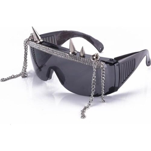 Steampunk Glasses Chain Rhinestone Rivet Sunglasses Gothic Retro Halloween Creative Technology Sense Sunglasses