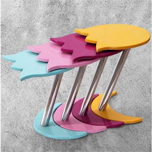 Modern 4 Pcs Lalezar Zigon coffee table-Yellow-Fuchsia-Pink-Turquoise coffee tables table basse furniture living room table