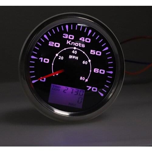 Stainless Steel & Glass 85mm Marine Car Digital LCD Speedometer 70 Knots 80 MPH GPS Speedometer Gauge with 7 Colors Backlight