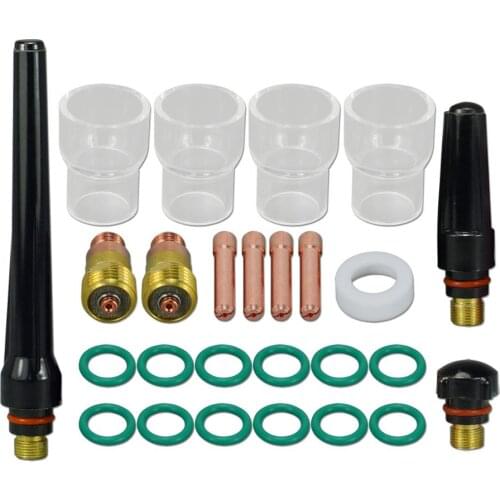 TIG Stubby Gas Lens Collet Body 1/16 1.6mm 17GL116 Collet 10N23S Pyrex Cup #12 Kit For DB SR WP 17 18 26 TIG Torch 26pcs