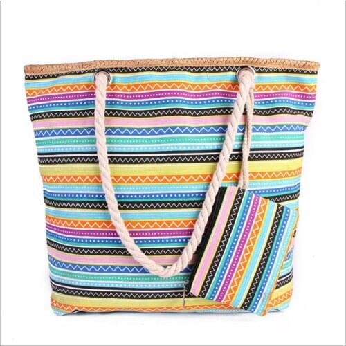 Women Print Shoulder Bag Colorful Large Capacity Canvas Bag Go Out Portable Handbag With Small Change Bag