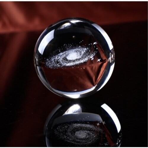 1pcs 100mm 3D Laser Engraved Galaxy Crystal Ball Miniature Model Crystal Craft Sphere Ornament Globe Glass Home Decor Gift