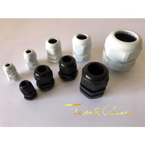10Pcs M12 x 1.5 Black White Waterproof Connector Cable Gland Fixed Head Brand New High Quality Dia. 3mm-6.5mm