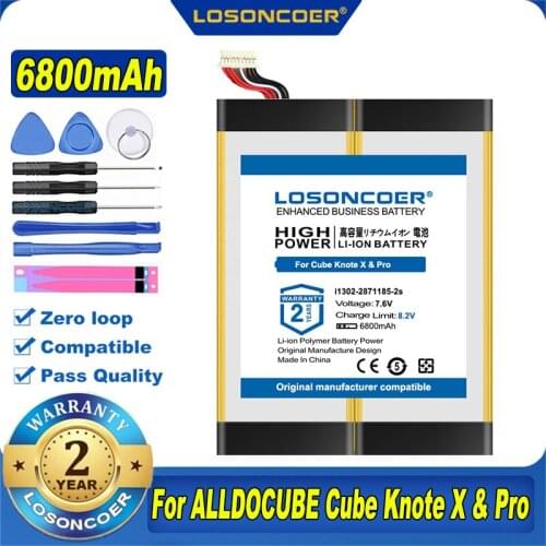 100% Original LOSONCOER NEW 6800mAh Tablet Battery For ALLDOCUBE Cube Knote X & Pro Tablet PC Kubi KnoteX i1302-2871185-2s