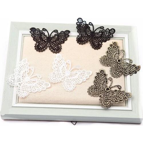 12PCS/Lot Butterfly Patches 3D Lace Fabric Embroidery Headwear DIY Clothing Sewing Supplies Decorate Accessories