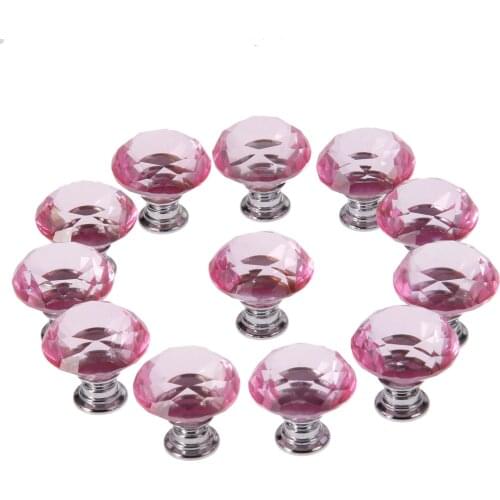12Pcs Cabinet Diamond Shape Design Crystal Glass Knobs Door Cupboard Wardrobe Drawer Knob Funiture Handle