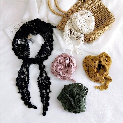 2021Girls Fake Collars Shawl for Women White Black Triangle Lace Floral Scarf Handkerchief Shirt Blouse False Collar Scarfs