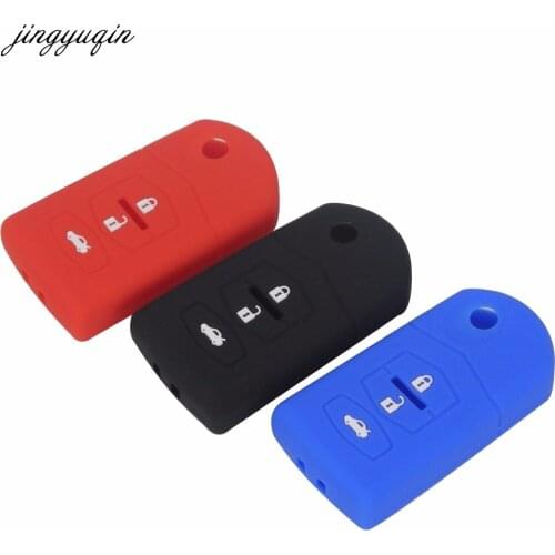 Jingyuqin 3 Buttons Remote Silicone Car Key Cover Case For Mazda 2 3 5 6 8 Atenza CX5 CX-7 CX-9 MX-5 RX Keyrings Fold Flid Key
