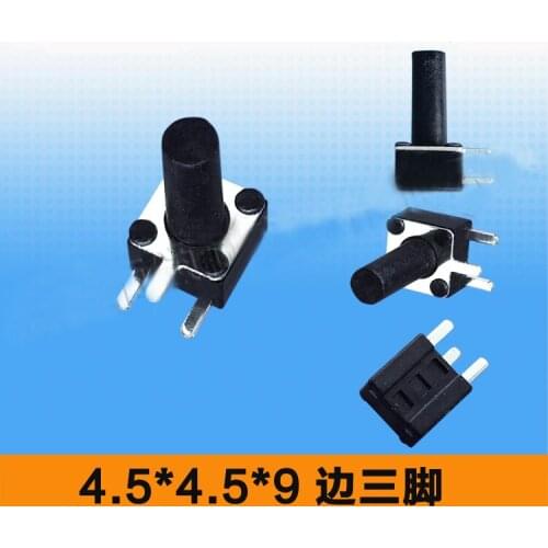 4.5*4.5*9/8.5mm 3 Side Pins SMT Side Button Power Tactile Switch Durable Black Push Button Touch Tact Switch SMD