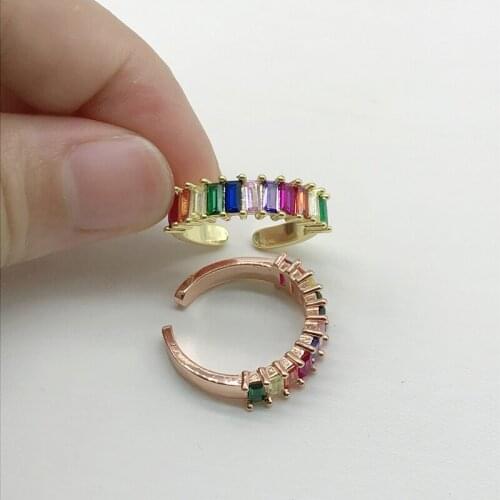 5pcs/lot 2019 New Fashion Adjustable Rings Colorful Zirconia Paved Rings Jewelry