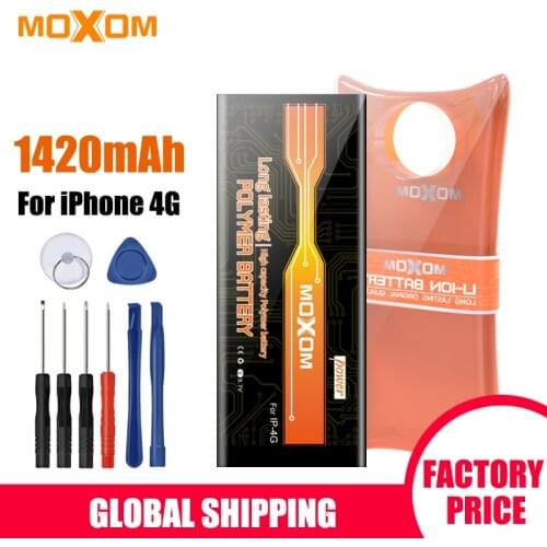 MOXOM Batteries For iPhone 4 1420mAh Apple iPhone 4 Battery Replacement Mobile Phone Battery 3.7V Lithium Battery Free Tools