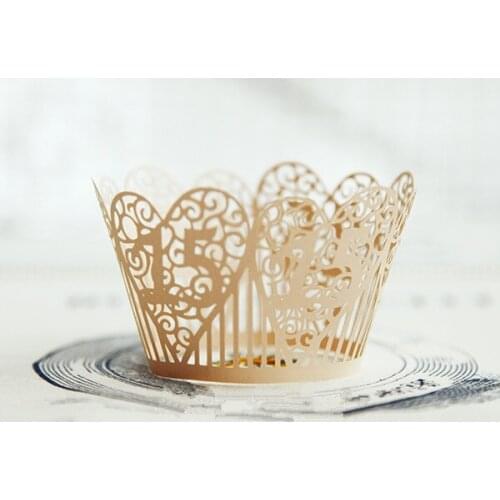 Free Shipping yellow lace hearts decoration cupcake wrappers paper cupcakes cup cake party baking wrapper