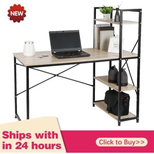 Large Wood Computer Desk Laptop Desk Writing Table Study Child Desk Office Furniture Laptop Workstation With Bookshelf HWC