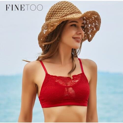 FINETOO Sexy Lace Tops M-XL Hollow Out Bralette Women Sexy Camisoles Comfortable Tanks Top Girls Underwear Female Lingerie 2021