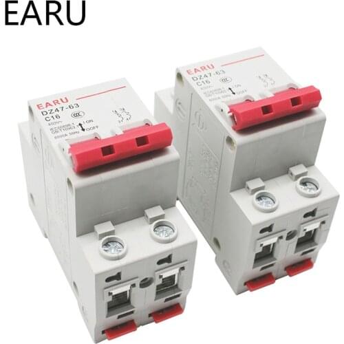 C45N 2 Pole 3A/6A/10A/16A/20A/32A/40A/50A/63A 400V~ C Type Mini Circuit Breaker Mcb Mounting 35mm Din Rail Breaking Capacity 6KA