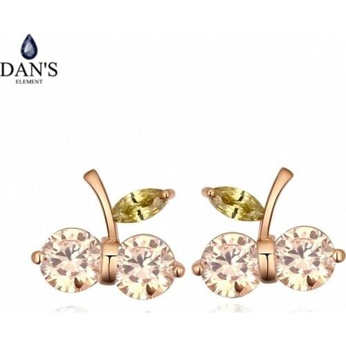 DANS ELEMENT New Sales AAA Zirconia Micro Inlays Champagne Gold Color Cherry Earrings For Women Valentine Gift 109033champagne