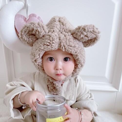 Cartoon Ears Children Hats for Boys Girls Winter Warm Fur Plush Kids Bomber Hat Beanies Toddler Baby Hats and Caps Accessories