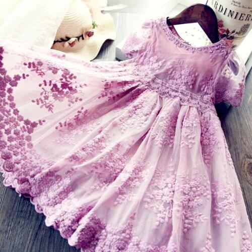Girl Clothes Kids Summer Dresses For Girls Lace Flower Dress Baby Girl Party Wedding Dress Children Girl Princess Dress 2-8year