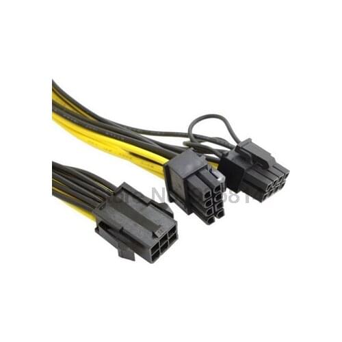 By dhl or ems 100pcs Molex 6 pin PCI Express to 2 x PCIe 8 (6+2) pin Motherboard Video Card PCI-e VGA Splitter Hub Power Cable