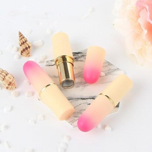 DIY 12.1mm 5g Empty Lip Balm Tubes Peach Bullet Shape Gradient Pink Lip Gloss Lipstick Tube Cosmetic Packing Container 20pcs