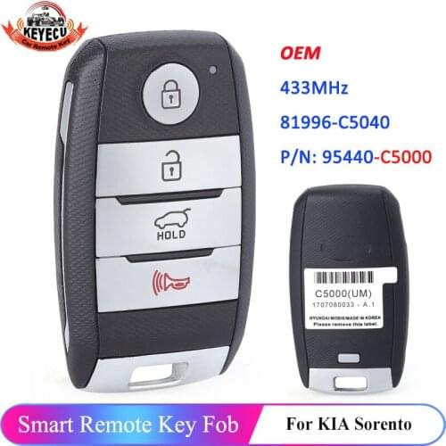 KEYECU 95440-C5000 OEM for Kia Sorento 2015 2016 2017 2018 2019 433MHz ID47 Chip Smart Remote Car Key Fob 4 Button 81996-C5040