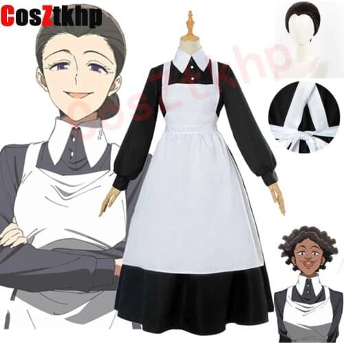 IB Takerlama Isabella Cosplay Yakusoku no Neverland Cosplay The Promised Neverland Women Maid Dress Anime Costume wigs Halloween