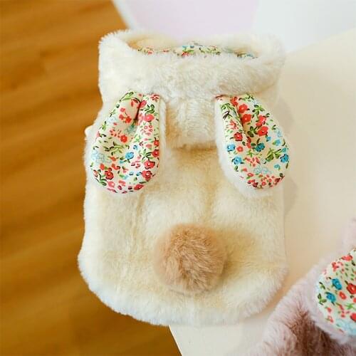 Pet Dog Costume Cute Bunny Big Ears Cotton Coat Autumn Winter Warm Dog Clothes Pet Coat Cotton Soft Pullover Dog Shirt