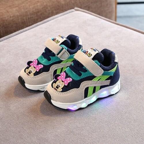 Disney mickey mouse Light-up sports shoes children casual shoes boy girls shoes new childrens running shoes baby toddler shoes