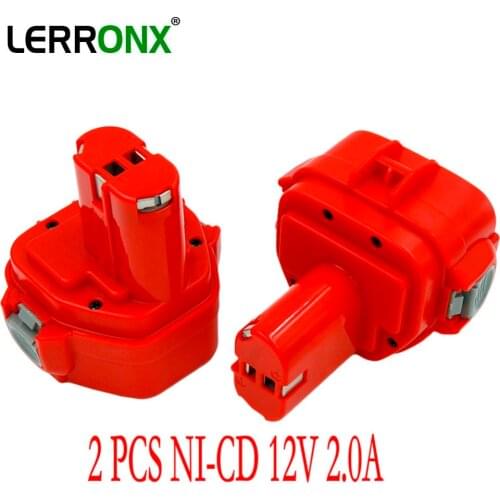 LERRONX 2PCS 12V 2000mAh NI-CD Rechargeable Replacement Battery for Makita 1220 1235 1222 1234 6271D PA12 Power Tool Drill