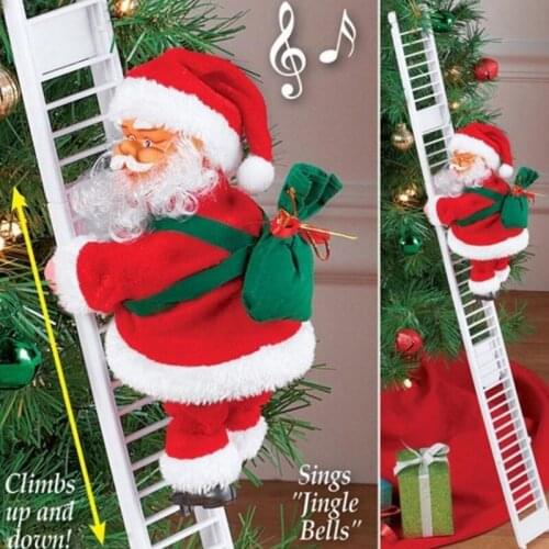 Santa Claus Climbing Ladder Single Electric Ladder Santa Claus Glowing Santa Claus Kid Toy Children Christmas Gifts