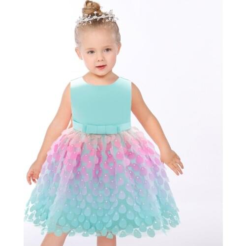 2021 Summer Little Mermaid Infant 1st Birthday Dress For Baby Girl Clothes Sequin Dress Princess Dresses Party Clothing Infant