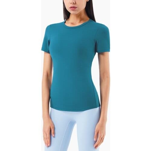 Summer New Comfortable Quick Drying Yoga T Shirts Women Elastic Tight Sport Short-Sleeve T Shirt Gym Women Running Fitness Top