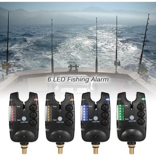 Lixada 6 LEDs Fishing Alarm Water Resistant Adjustable Tone Volume Sensitivity Sound Alert Fishing Bite Alarm for Carp Fishing