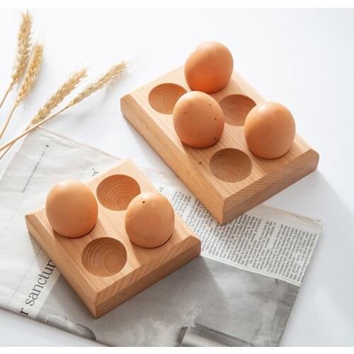 Beech Wood Eggs Storage Trays Whole Wood Creative Divided Storage Holder Eco Natural Kitchen Eggs Holder