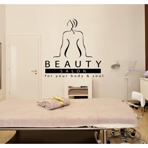 Massage Therapist Spa Woman Beauty Salon Wall Decal Quote Beauty Salon For Your Body & Soul Wall Sticker Therapy Relax DIYSYY574