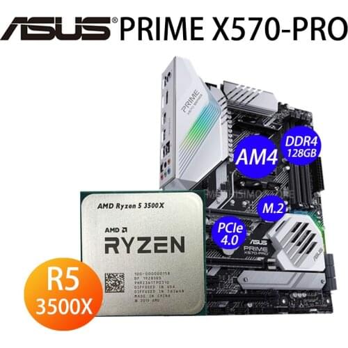 Socket AM4 Asus PRIME X570-PRO Motherboard + CPU R5 3500X Motherboard Set Six Cores 128GB 3.6GHz Ryzen 5 3500X X570 Placa-Mãe