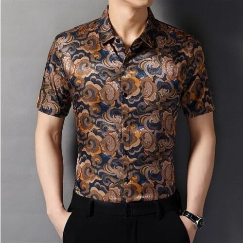 Big Size Vintage Silk Shirts For Mens Clothing 2021 Summer Oversized Costume Comfortable Work Shirts Chinese Dress For Stout