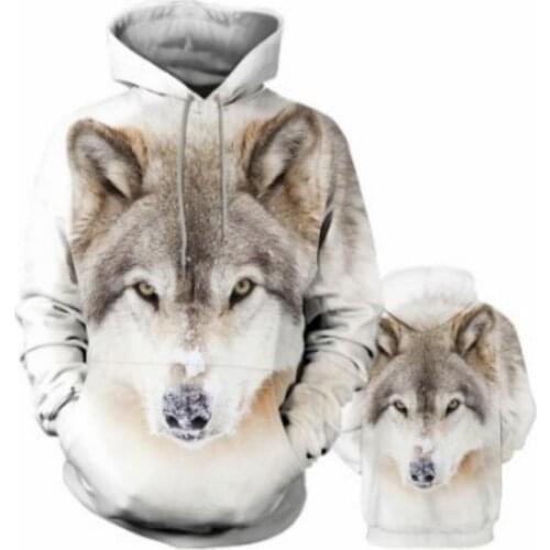 2021 New Male Hooded Wolf Head Fall Winter Hip Hop Hooded Casual Tops Brand 3d Wolf Head Sweatshirt