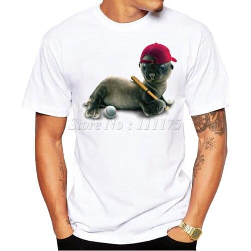2019 New Arrivals Cute Baby Seal Design Mens T Shirt Boy Cool Style Tops Casual T-shirt