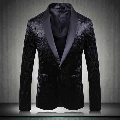 New Male Blazer Luxury Single Breasted Velvet Prom Blazers Men Plus Size 5xl Blazer Masculino Party Nightclub Man Blazer