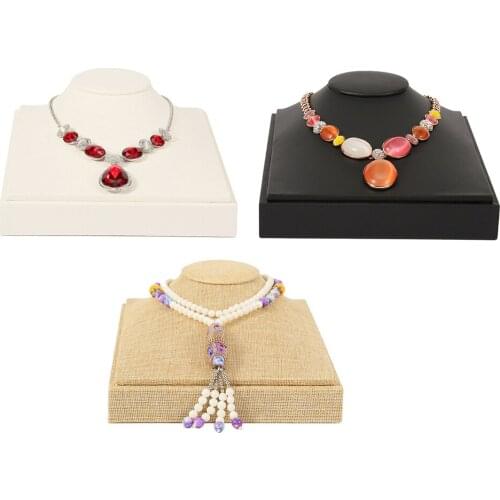 PU Leather Flat Neck Model Jewelry Showing Tray Choker Pendant Necklace Display Holder Stand Organizers