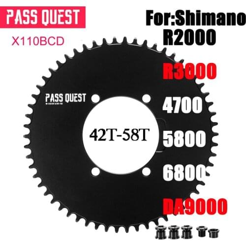 PASS QUEST Disc ChainWheel X110 / 4 110BCD Round Road Bike Narrow Wide Chainring 40T-52T For R2000 R3000 4700 5800 6800 DA9100