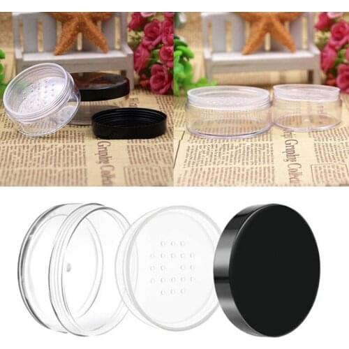 30g/50g Plastic Loose Powder Jar With Sifter Empty Cosmetic Container Black Matte Cap Makeup Compact